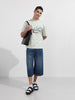 Men's Green Relaxed Fit Embroided 240 GSM Resort Wear T-Shirt
