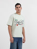Men's Green Relaxed Fit Embroided 240 GSM Resort Wear T-Shirt