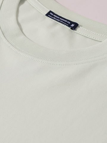 Men's Green Relaxed Fit Embroided 240 GSM Resort Wear T-Shirt