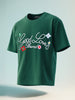 Men's Green Relaxed Fit Embroided 240 GSM Resort Wear T-Shirt