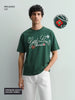 Men's Green Relaxed Fit Embroided 240 GSM Resort Wear T-Shirt