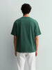 Men's Green Relaxed Fit Embroided 240 GSM Resort Wear T-Shirt