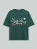 Men's Green Relaxed Fit Embroided 240 GSM Resort Wear T-Shirt