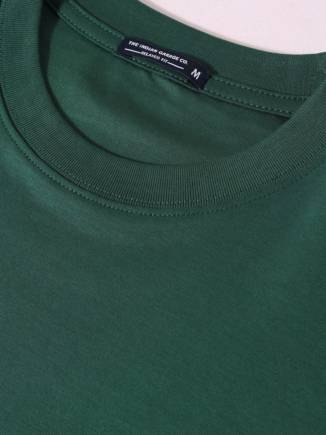 Men's Green Relaxed Fit Embroided 240 GSM Resort Wear T-Shirt