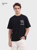 Men's Black Relaxed Fit Embroided 240 GSM Casual T-Shirt