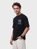 Men's Black Relaxed Fit Embroided 240 GSM Casual T-Shirt