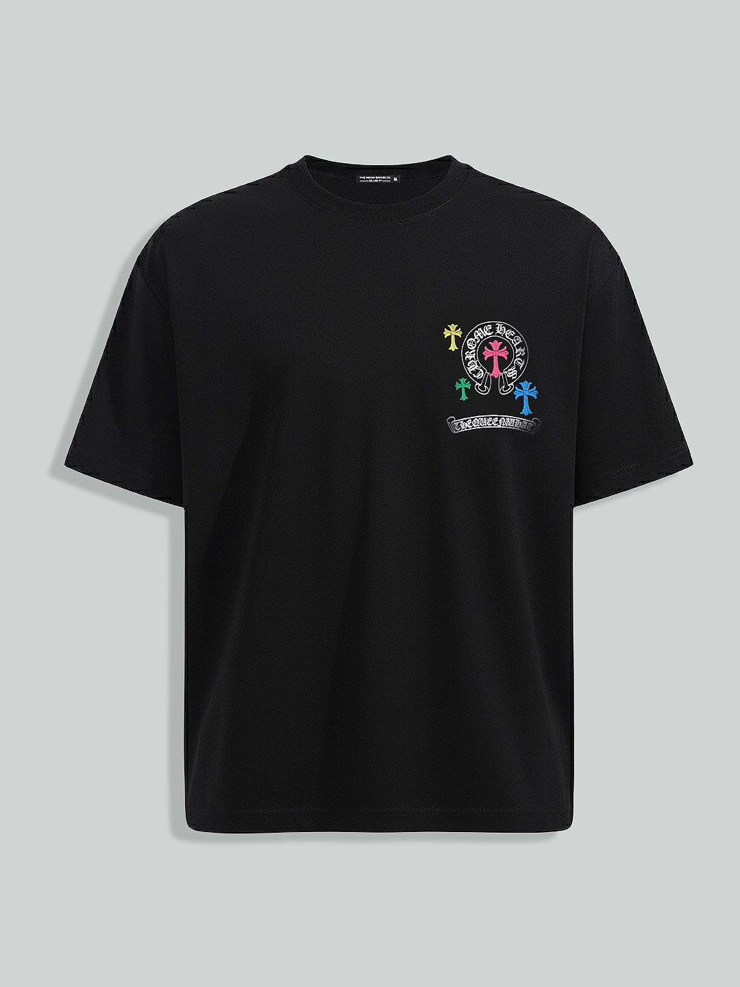 Men's Black Relaxed Fit Embroided 240 GSM Casual T-Shirt