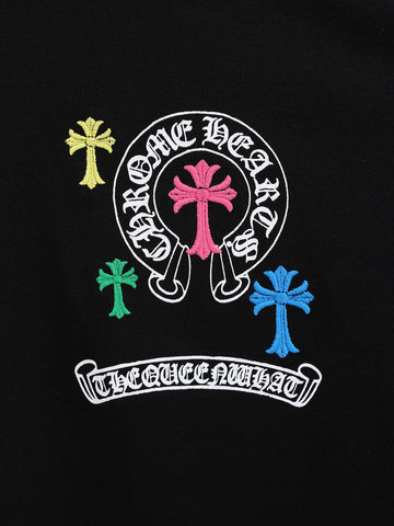 Men's Black Relaxed Fit Embroided 240 GSM Casual T-Shirt