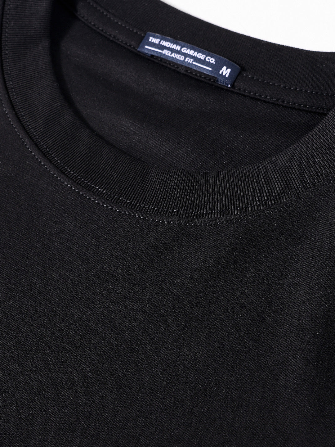 Men's Black Relaxed Fit Embroided 240 GSM Casual T-Shirt