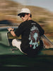 Men's Black Relaxed Fit Embroided 240 GSM Casual T-Shirt
