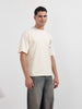 Men's Cream Relaxed Fit Embroided 240 GSM Casual T-Shirt