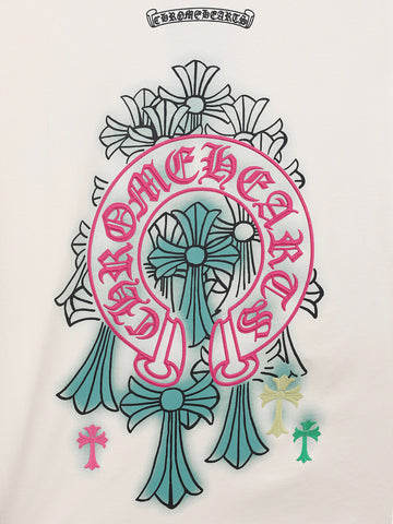 Men's Cream Relaxed Fit Embroided 240 GSM Casual T-Shirt