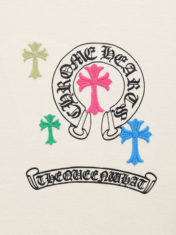 Men's Cream Relaxed Fit Embroided 240 GSM Casual T-Shirt