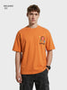 Men's Orange Relaxed Fit Embroided 240 GSM Casual T-Shirt