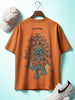 Men's Orange Relaxed Fit Embroided 240 GSM Casual T-Shirt