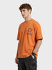 Men's Orange Relaxed Fit Embroided 240 GSM Casual T-Shirt