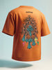 Men's Orange Relaxed Fit Embroided 240 GSM Casual T-Shirt