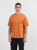 Men's Orange Relaxed Fit Embroided 240 GSM Casual T-Shirt