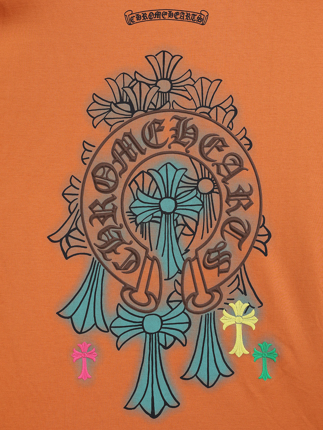 Men's Orange Relaxed Fit Embroided 240 GSM Casual T-Shirt