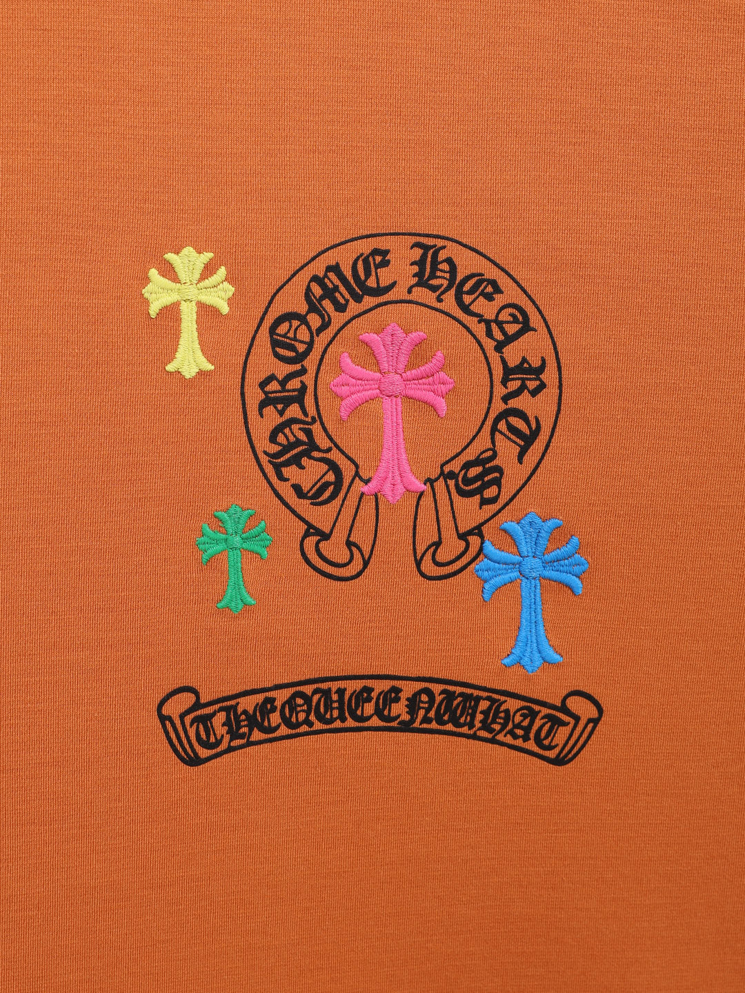 Men's Orange Relaxed Fit Embroided 240 GSM Casual T-Shirt