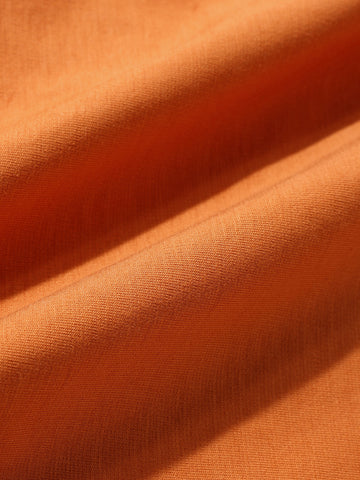 Men's Orange Relaxed Fit Embroided 240 GSM Casual T-Shirt