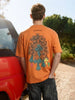 Men's Orange Relaxed Fit Embroided 240 GSM Casual T-Shirt