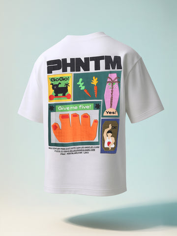 Men's White Relaxed Fit Embroided 240 GSM Casual T-Shirt
