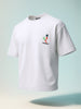 Men's White Relaxed Fit Embroided 240 GSM Casual T-Shirt