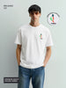 Men's White Relaxed Fit Embroided 240 GSM Casual T-Shirt