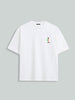 Men's White Relaxed Fit Embroided 240 GSM Casual T-Shirt