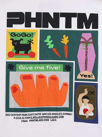 Men's White Relaxed Fit Embroided 240 GSM Casual T-Shirt