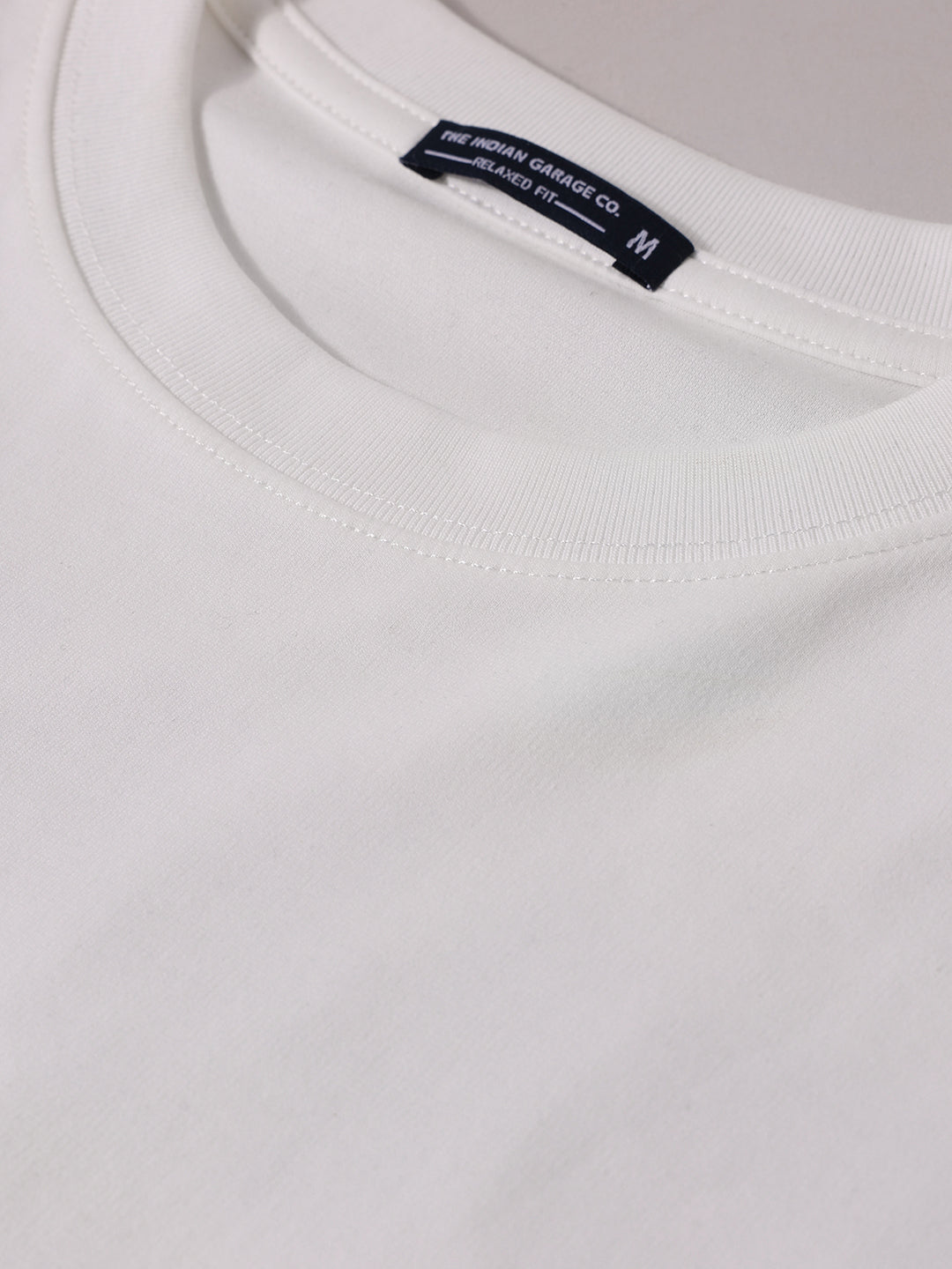 Men's White Relaxed Fit Embroided 240 GSM Casual T-Shirt
