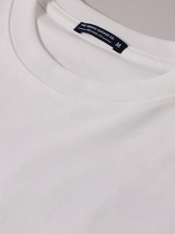 Men's White Relaxed Fit Embroided 240 GSM Casual T-Shirt