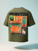 Men's Green Relaxed Fit Embroided 240 GSM Casual T-Shirt