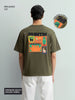 Men's Green Relaxed Fit Embroided 240 GSM Casual T-Shirt