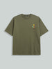 Men's Green Relaxed Fit Embroided 240 GSM Casual T-Shirt