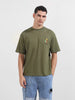 Men's Green Relaxed Fit Embroided 240 GSM Casual T-Shirt