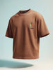 Men's Brown Relaxed Fit Embroided 240 GSM Casual T-Shirt