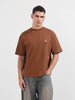 Men's Brown Relaxed Fit Embroided 240 GSM Casual T-Shirt