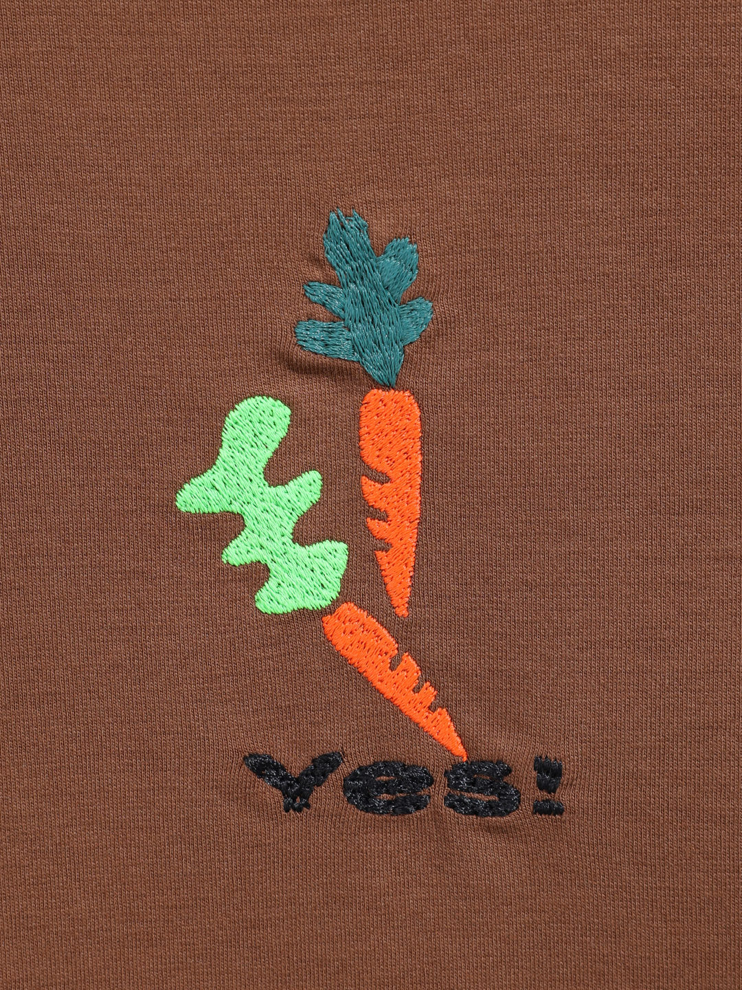 Men's Brown Relaxed Fit Embroided 240 GSM Casual T-Shirt