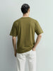 Men's Green Relaxed Fit Embroided 240 GSM Casual T-Shirt