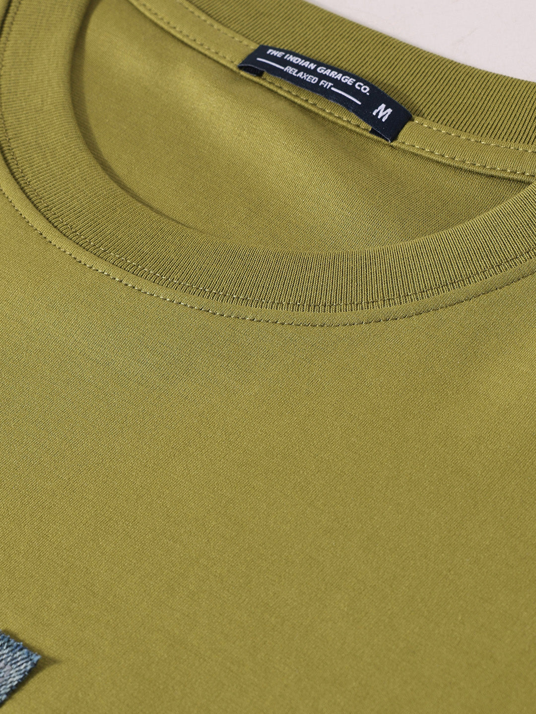 Men's Green Relaxed Fit Embroided 240 GSM Casual T-Shirt