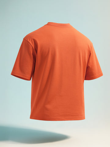 Men's Rust Relaxed Fit Embroided 240 GSM Casual T-Shirt