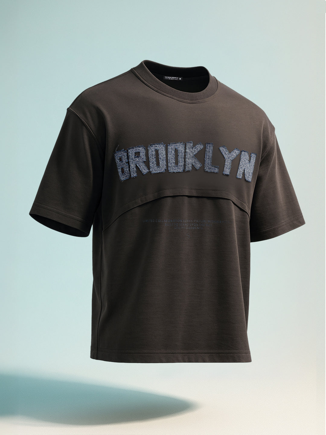 Men's Grey Relaxed Fit Embroided 240 GSM Casual T-Shirt