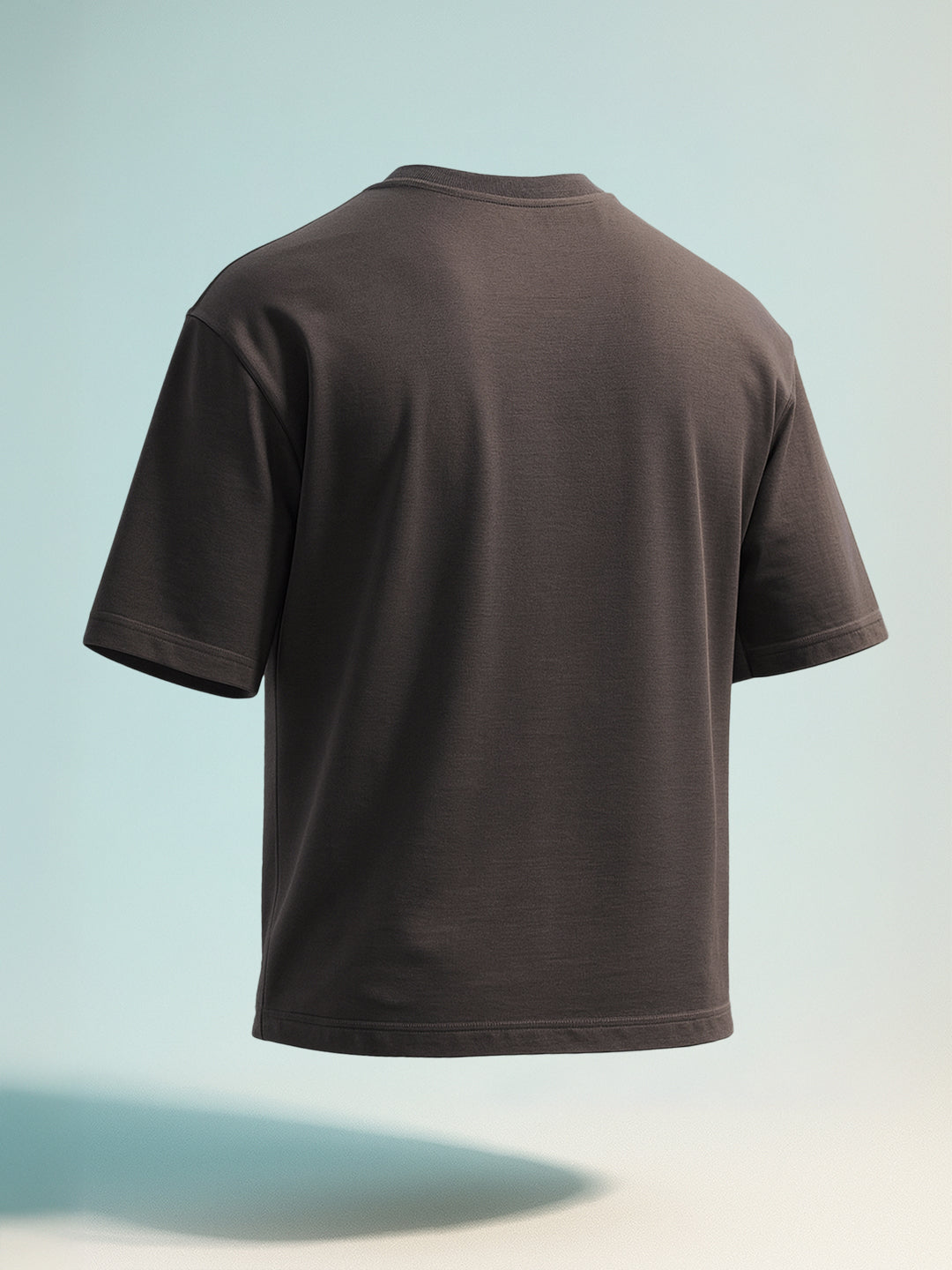 Men's Grey Relaxed Fit Embroided 240 GSM Casual T-Shirt