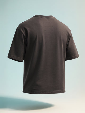 Men's Grey Relaxed Fit Embroided 240 GSM Casual T-Shirt
