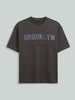 Men's Grey Relaxed Fit Embroided 240 GSM Casual T-Shirt