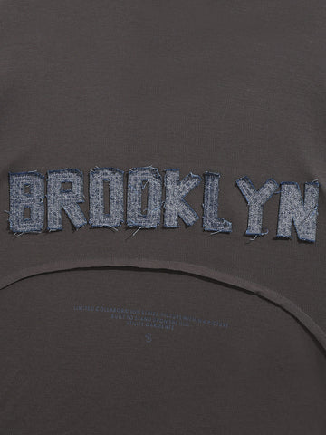 Men's Grey Relaxed Fit Embroided 240 GSM Casual T-Shirt