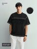 Men's Black Relaxed Fit Embroided 240 GSM Casual T-Shirt