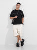 Men's Black Relaxed Fit Embroided 240 GSM Casual T-Shirt